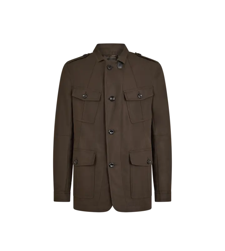 COMPACT NYLON MILITARY JACKET OLIVE BROWN online
